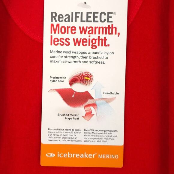 Icebreaker Womens RealFLEECE Dia Hooded Merino Wool Vest Rocket Red - Picture 10 of 13